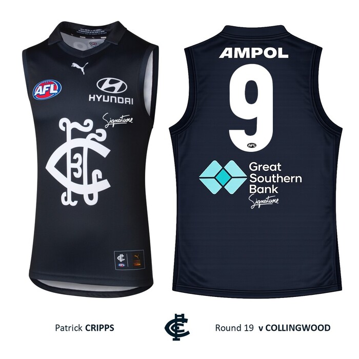 Photo of Patrick Cripps #9 Carlton 2026 Heritage Guernsey