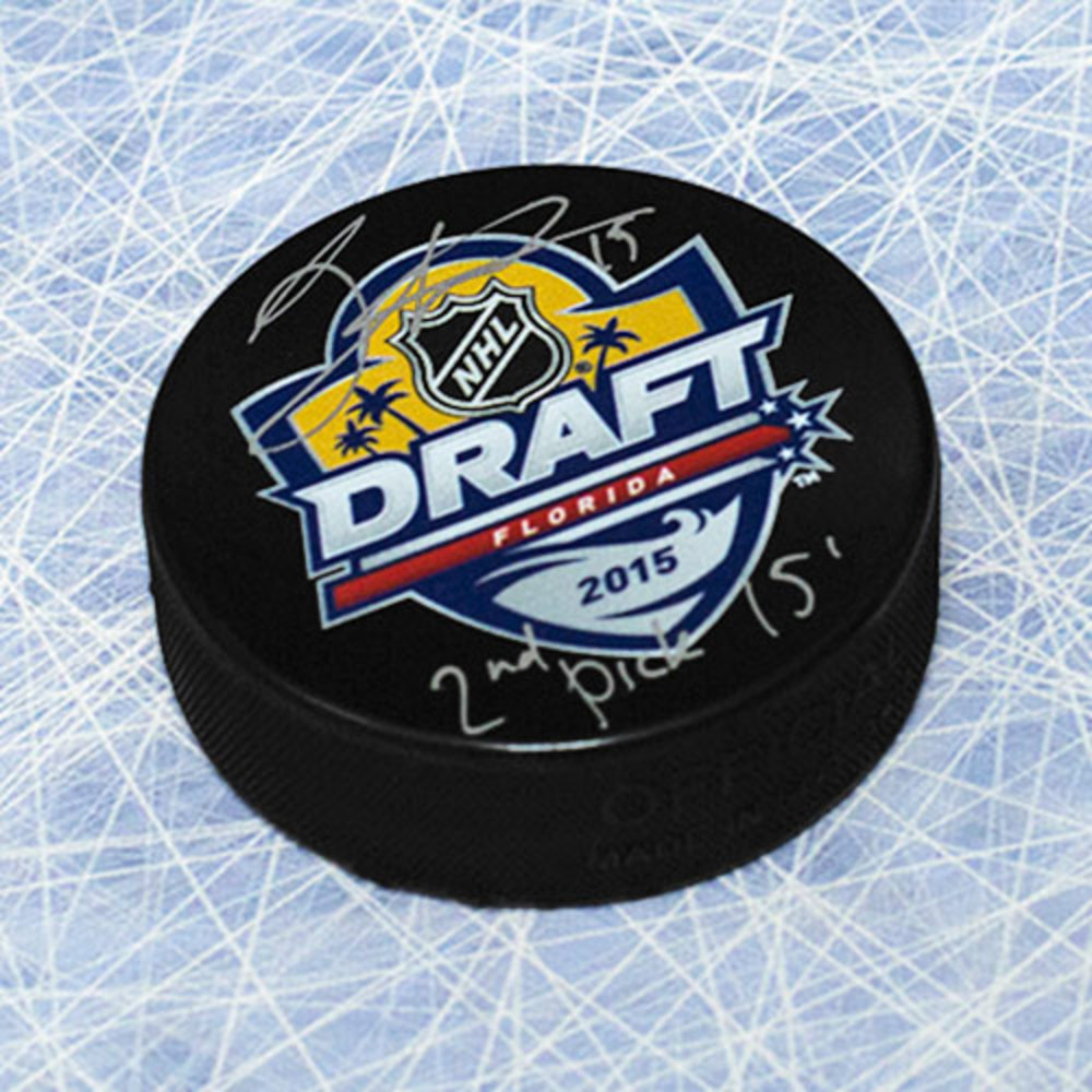 Jack Eichel 2015 NHL Draft Day Puck Autographed w/ 2nd Pick Inscription *Buffalo Sabres*