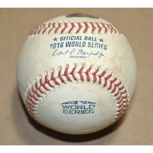 Game-Used Baseball - 2018 World Series Game 4 - Boston Red Sox vs. Los Angeles Dodgers - Batter: Yasiel Puig, Pitcher: Joe Kelly, Grounds into Fielder's Choice to SS, Bot 8