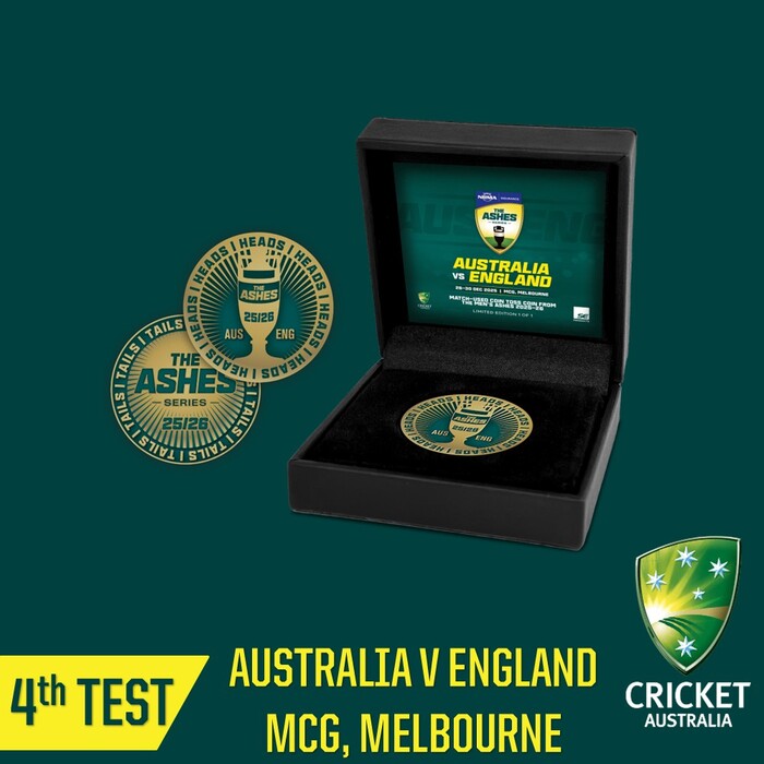 Photo of Australia v England Ashes 4th Test Match-Used Coin in Box
