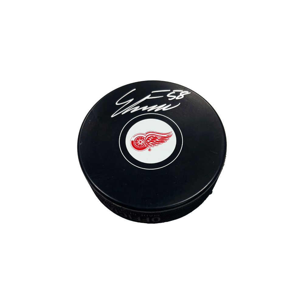 EMMITT FINNIE Signed Detroit Red Wings Puck