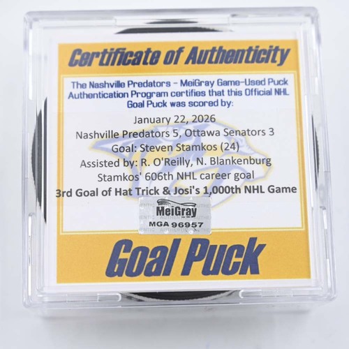 Image of Stamkos, Steven - Nashville Predators - January 22, 2026 vs. Ottawa Senators (Predators Logo)