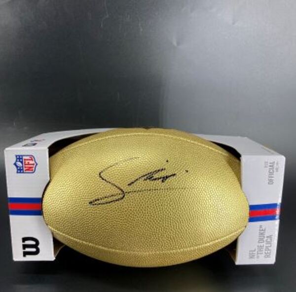 NFL - Giants Francis Mauigoa Signed Gold Composite Football