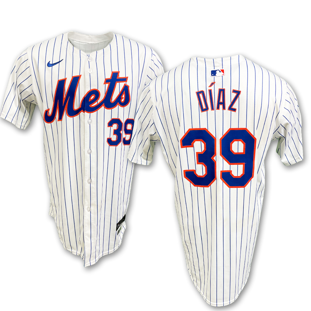 Edwin Diaz #39 - Game-Used White Pinstripe Jersey - Worn 6 Games