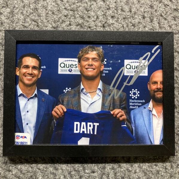 NFL - Giants Jaxson Dart Signed And Framed 4x6 Draft Photo