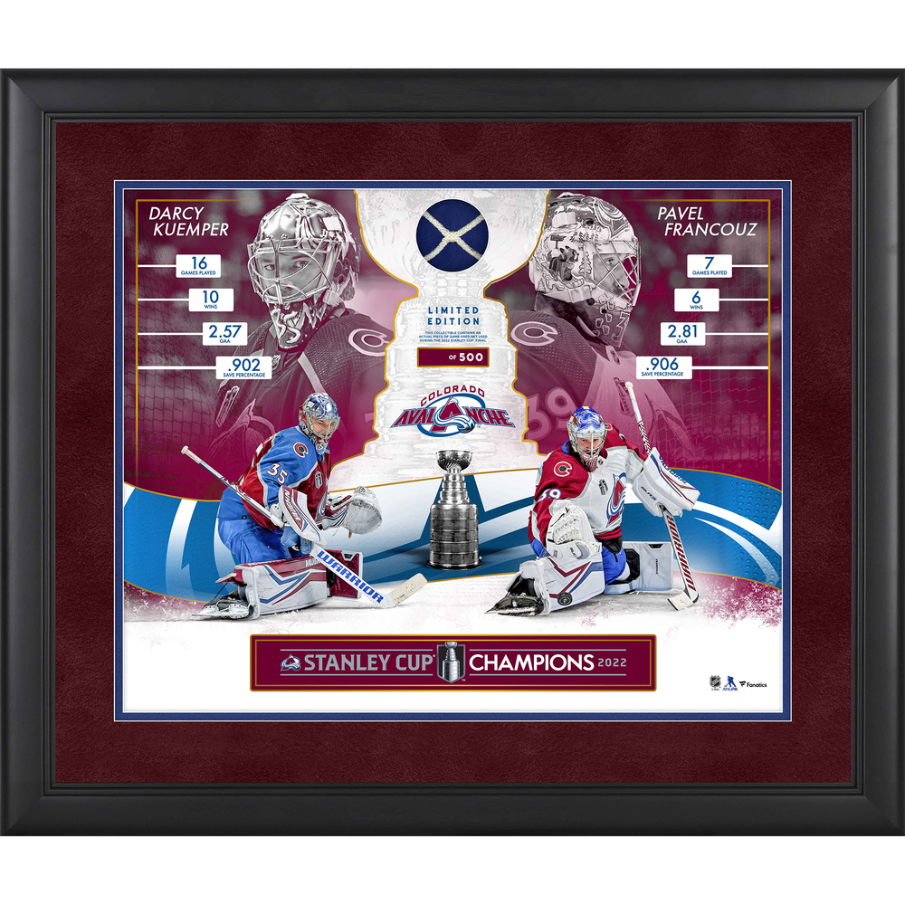 Darcy Kuemper and Pavel Francouz Colorado Avalanche 2022 Stanley Cup Champions Framed 16