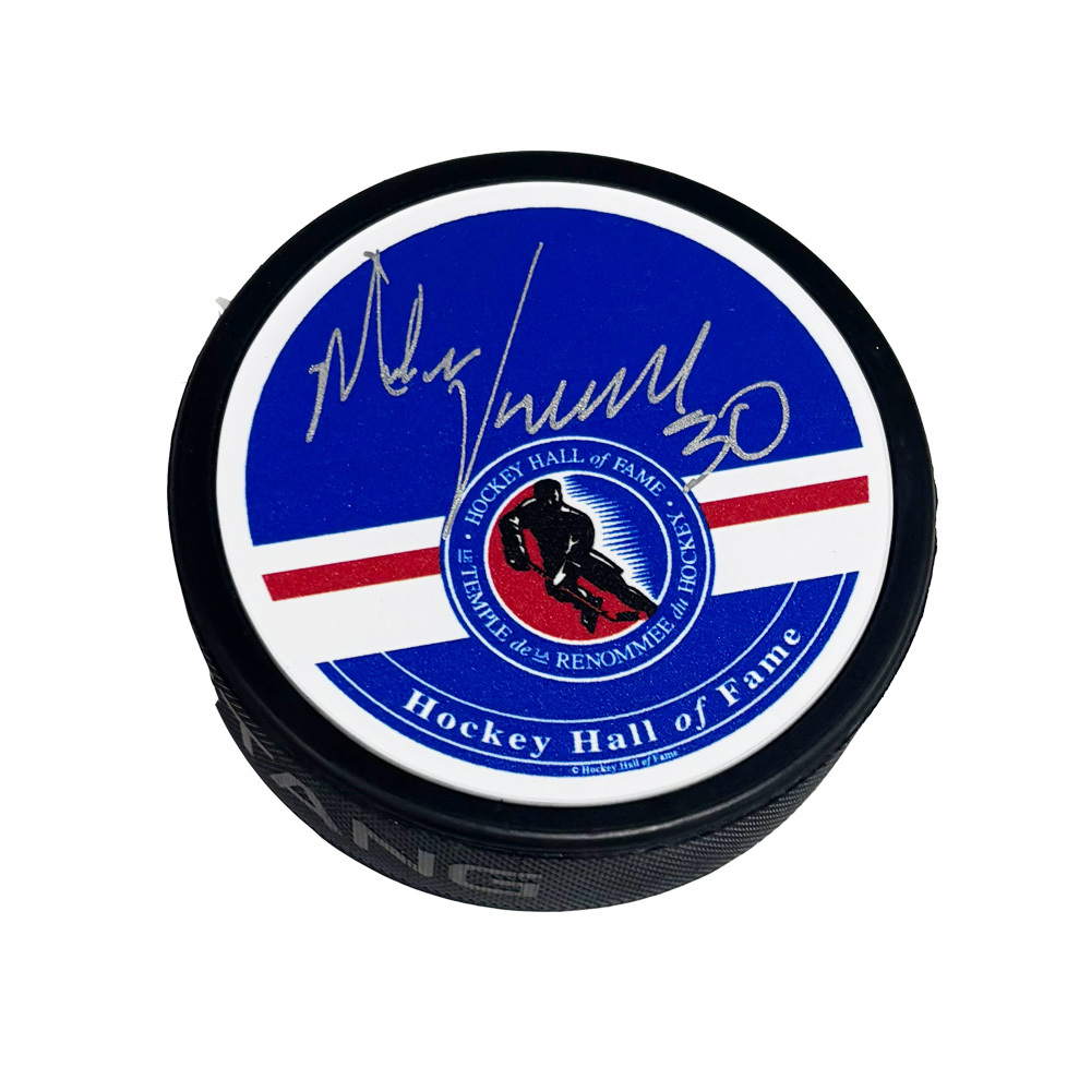 MIKE VERNON Signed Hockey Hall of Fame Puck