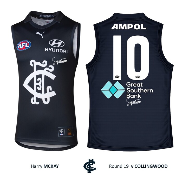 Photo of Harry McKay #10 Carlton 2026 Heritage Guernsey