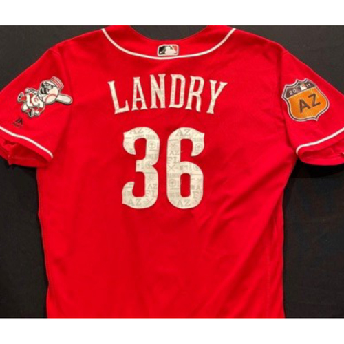 LANDRY -- Authentic Reds Jersey -- $1 Jersey Auction -- $5 Shipping -- Size 46 (Not MLB Authenticated)