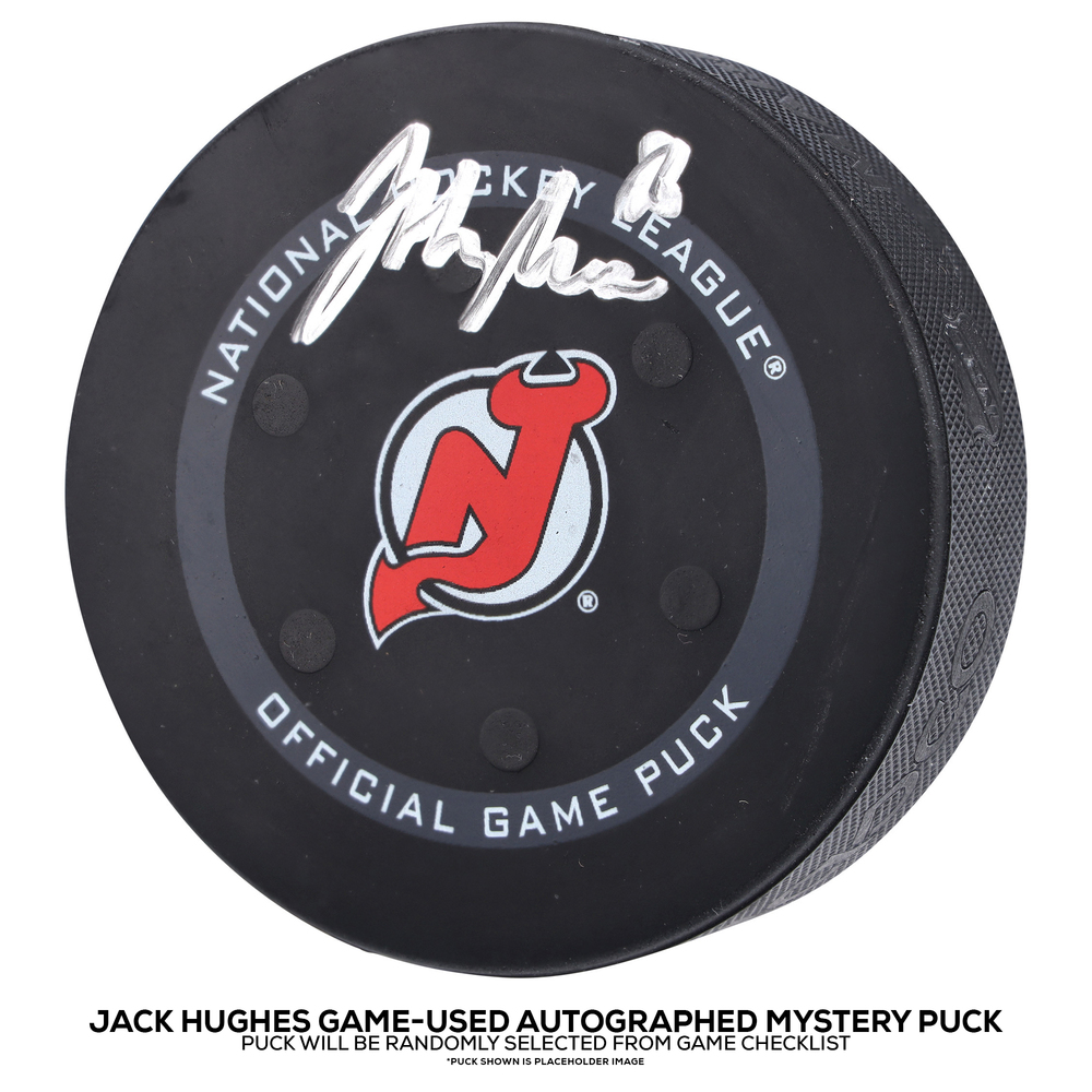 Jack Hughes New Jersey Devils Autographed 2021-22 Season Game-Used Puck