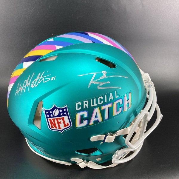 Crucial Catch - Multi Signed Teal Crucial Catch Helmet Signed by Alexand...