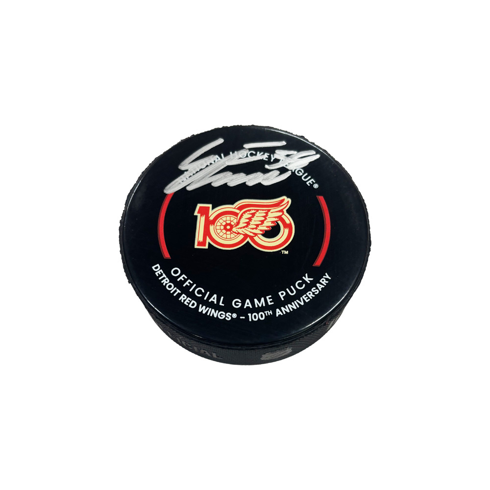 EMMITT FINNIE Signed Detroit Red Wings Centennial Official Game Puck