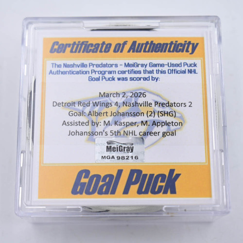 Image of Johansson, Albert - Detroit Red Wings - March 2, 2026 at Nashville Predators (Predators Logo)