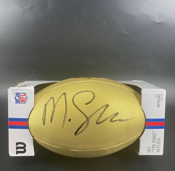 NFL - Ravens Malaki Starks Signed Gold Composite Football