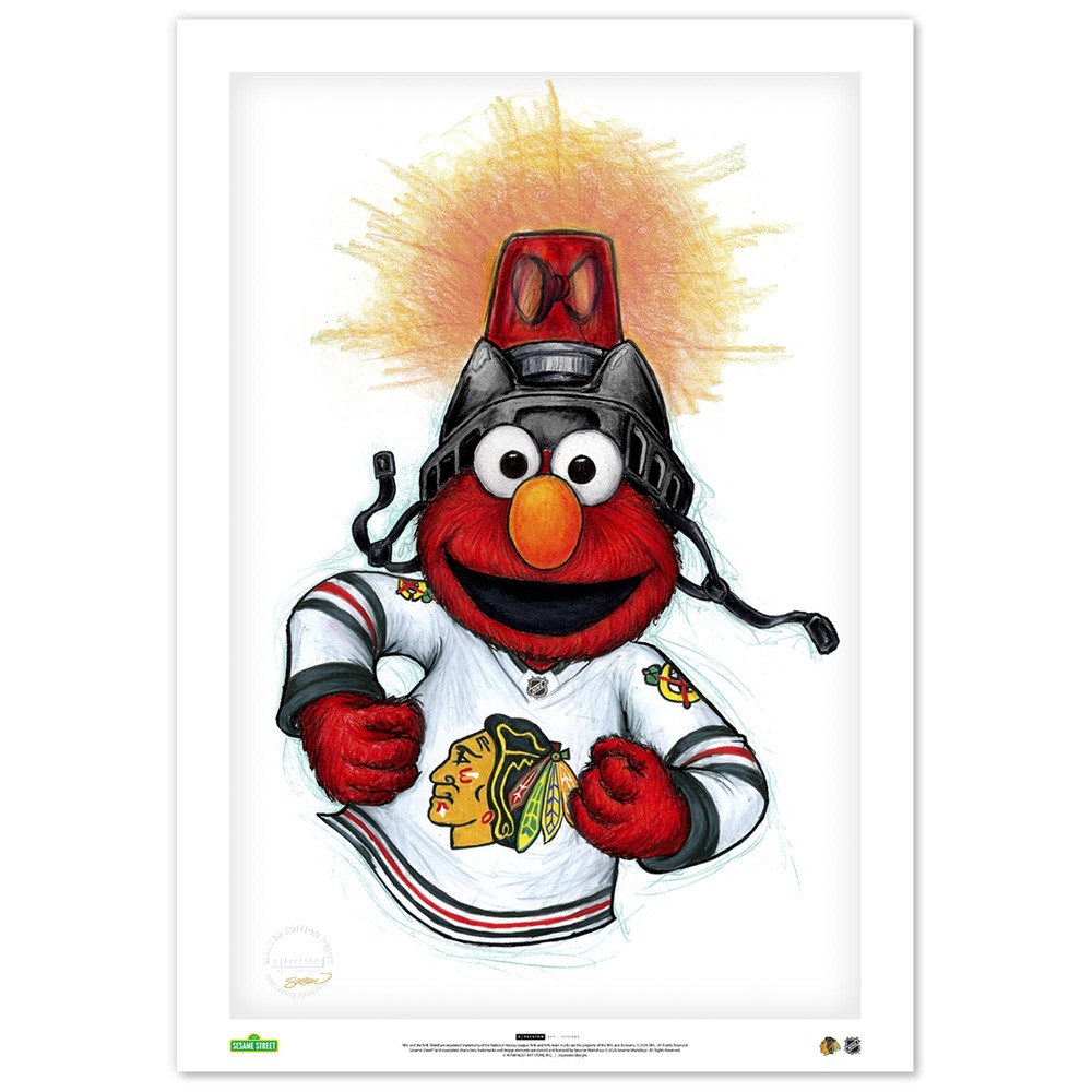 Elmo Loves Goals! x Chicago Blackhawks Limited Edition Print by S. Preston