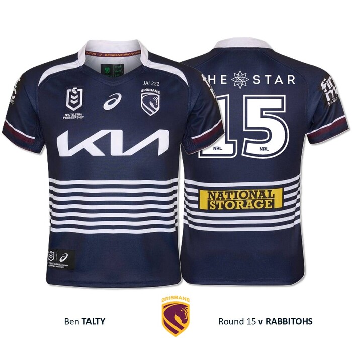Photo of Ben Talty #15 Brisbane Broncos Jai Arrow Tribute Jersey Player-Issued 