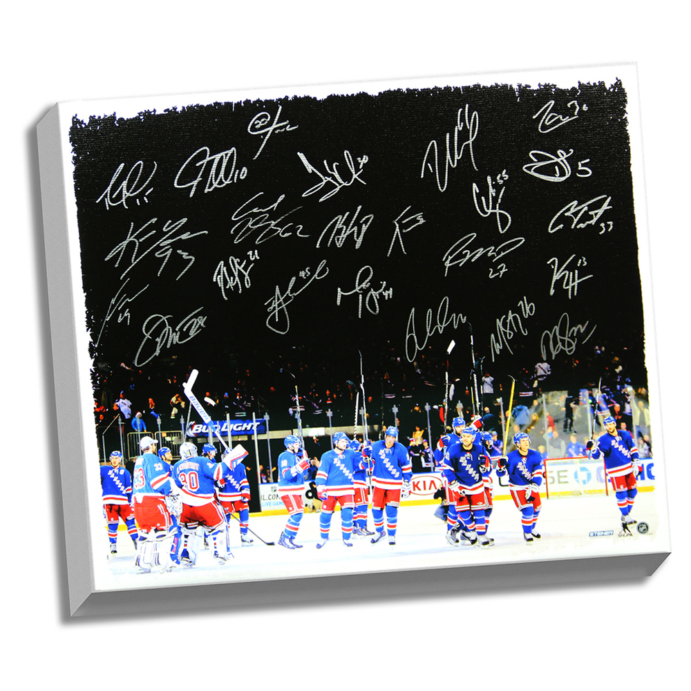 2014-2015 Team Signed New York Rangers Win Celebration 22x26 Canvas L/E 19 (23 Signatures)
