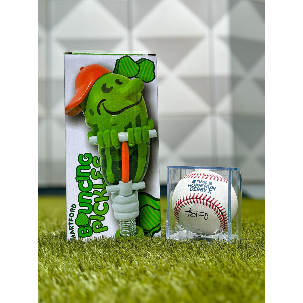 HRDX Autographed Baseball from Hartford and Bouncing Pickles bobblehead