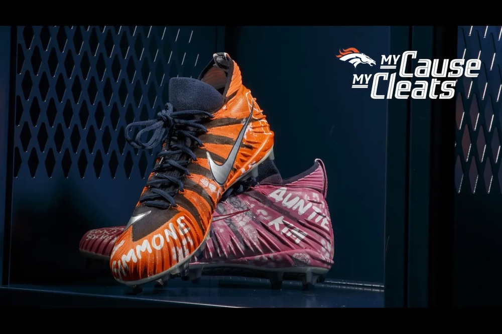 My Cause My Cleats - Denver Broncos Keishawn Bierria Game Worn Custom Cleats