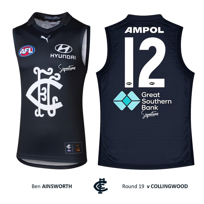Photo of Ben Ainsworth #12 Carlton 2026 Heritage Guernsey