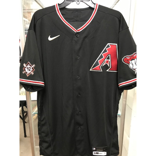 Nick Ahmed 2020 Game-Used Jackie Robinson Day Jersey: 8/28/20 vs. Giants, Ahmed went 1-4 with a Double and RBI
