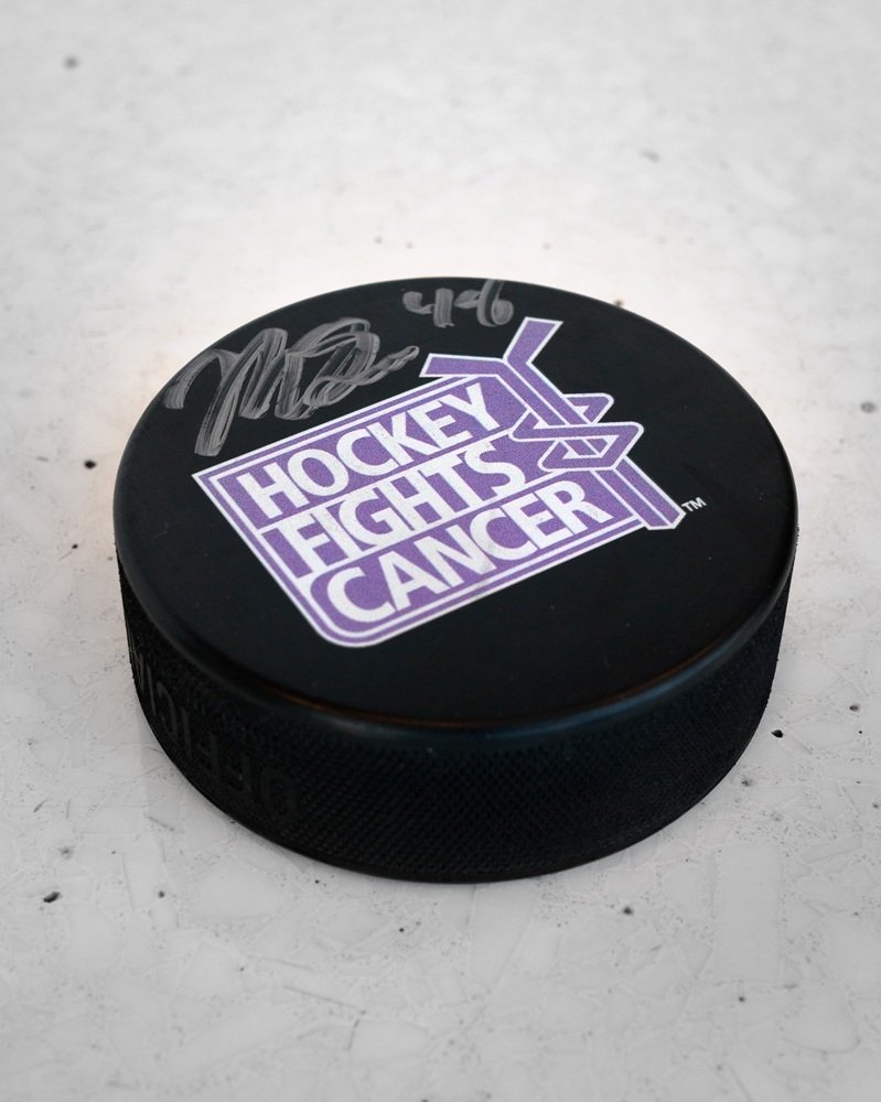 Matthew Schaefer Autographed Hockey Fights Cancer Puck  - New York Islanders