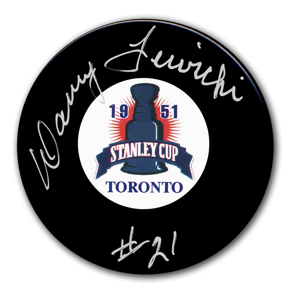 Danny Lewicki Toronto Maple Leafs 1951 Stanley Cup Champions Autographed Puck