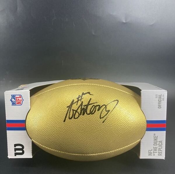 NFL - Raiders Ashton Jeanty Signed Gold Composite Football