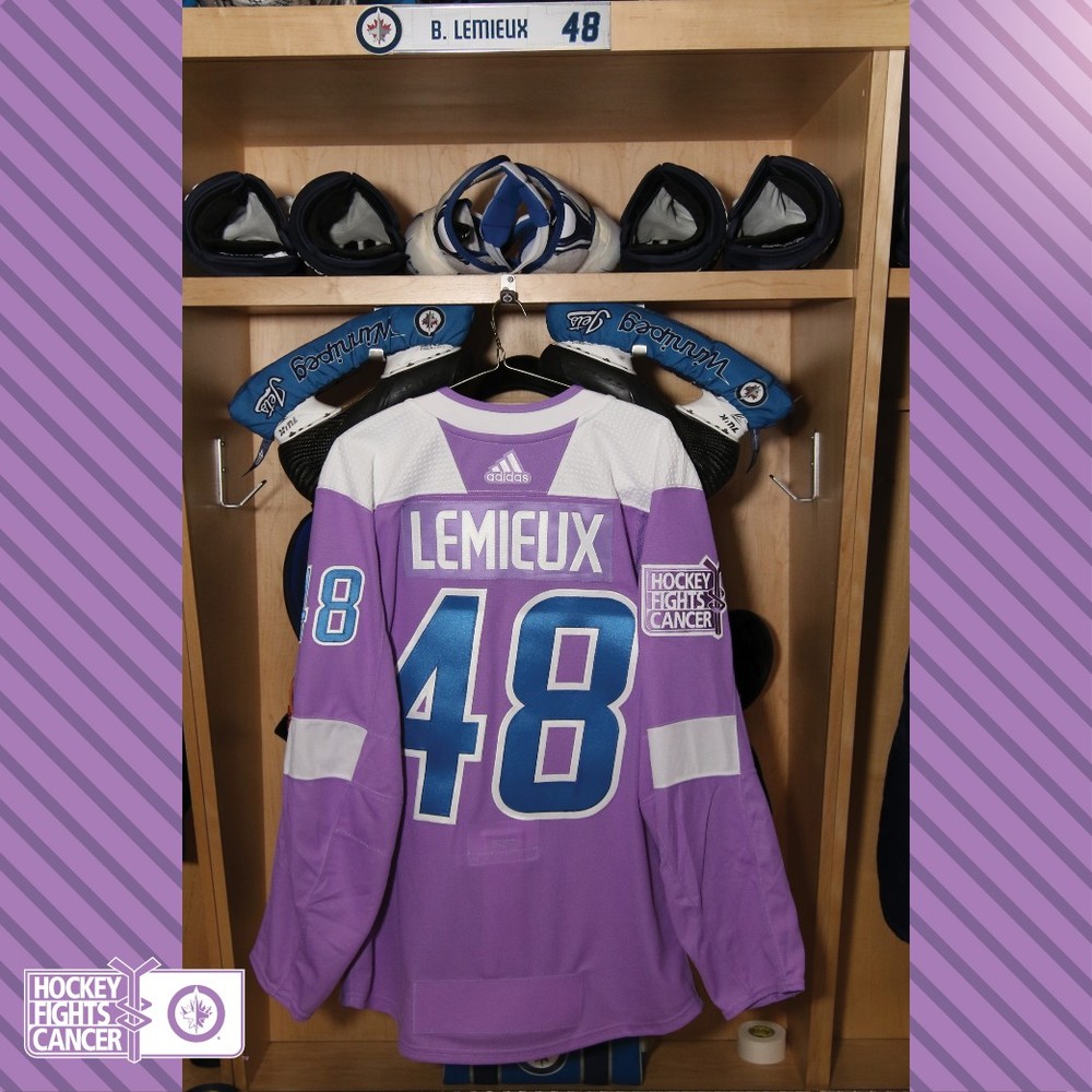 BRENDAN LEMIEUX Warm Up Worn Hockey Fights Cancer Jersey NHL Auctions