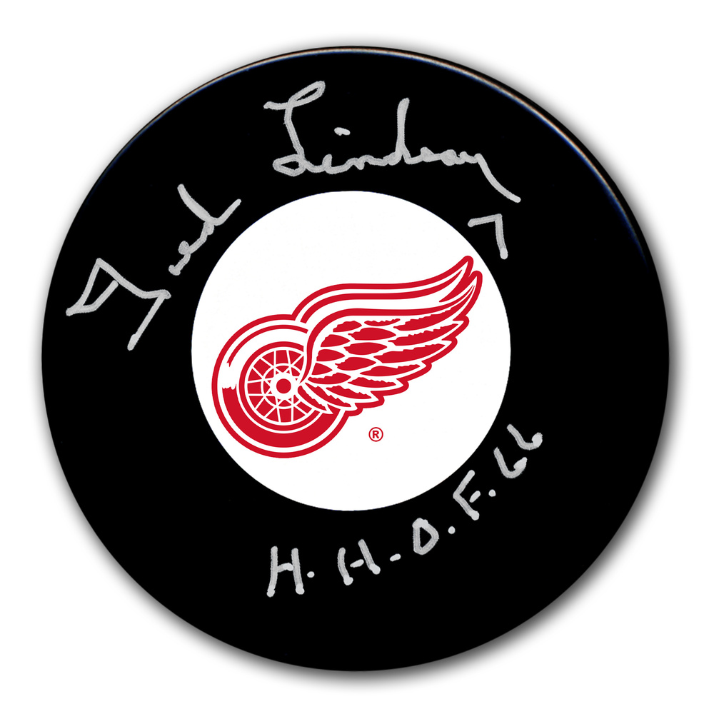 Ted Lindsay Detroit Red Wings HOF Autographed Puck