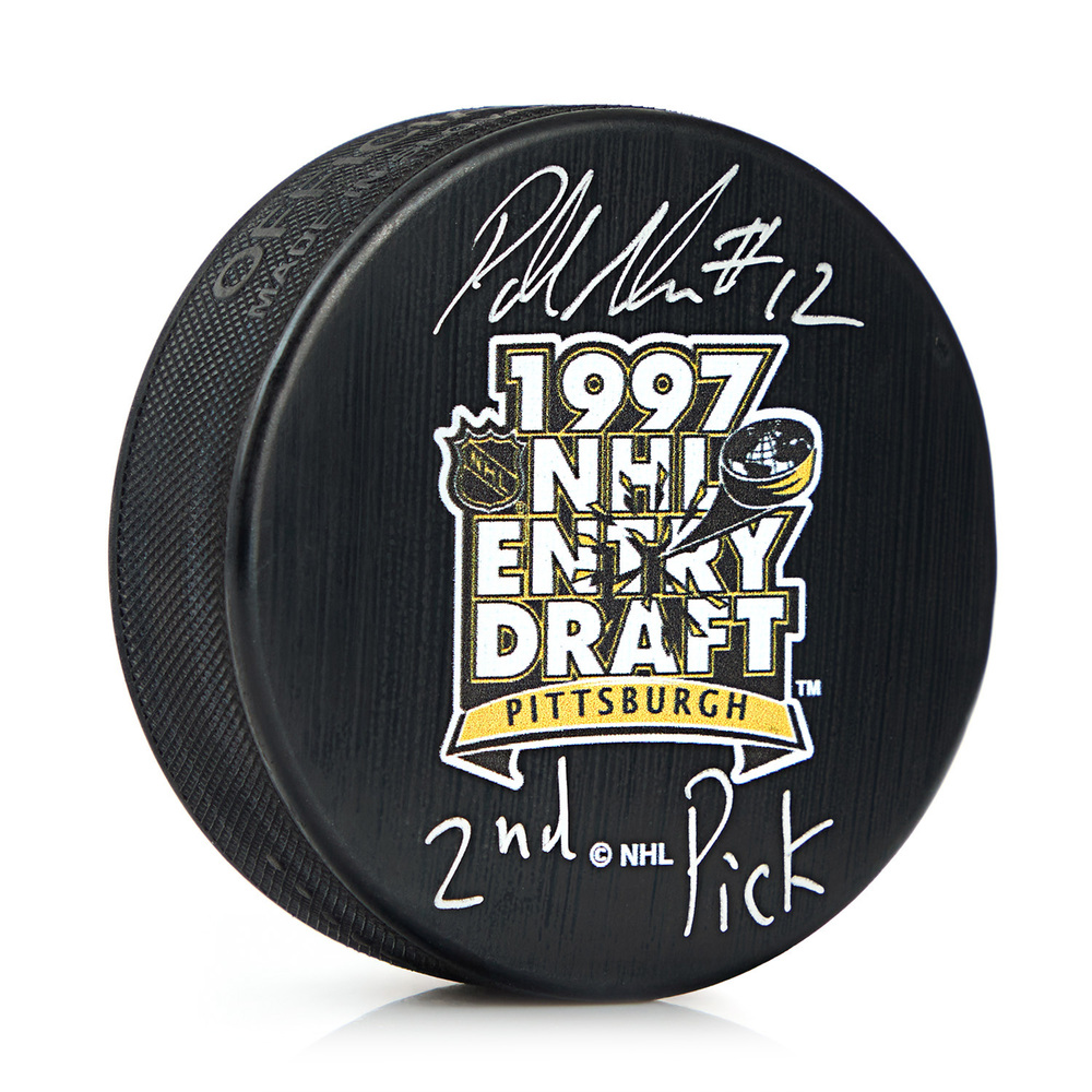 Patrick Marleau Autographed 1997 NHL Entry Draft Puck with 2nd Pick Note