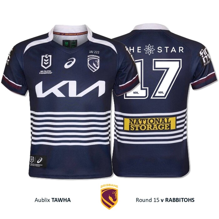 Photo of Aublix Tawha #17 Brisbane Broncos Jai Arrow Tribute Jersey Player-Issued 