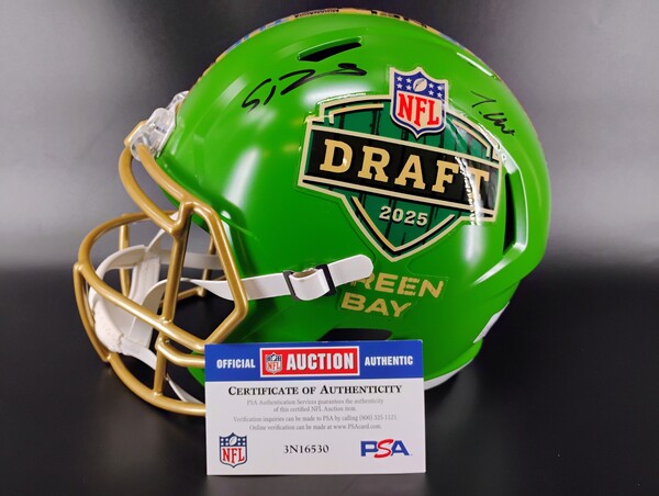 NFL - Multi Signed NFL Draft Replica Speed Helmet Signed by Travis Hunte...
