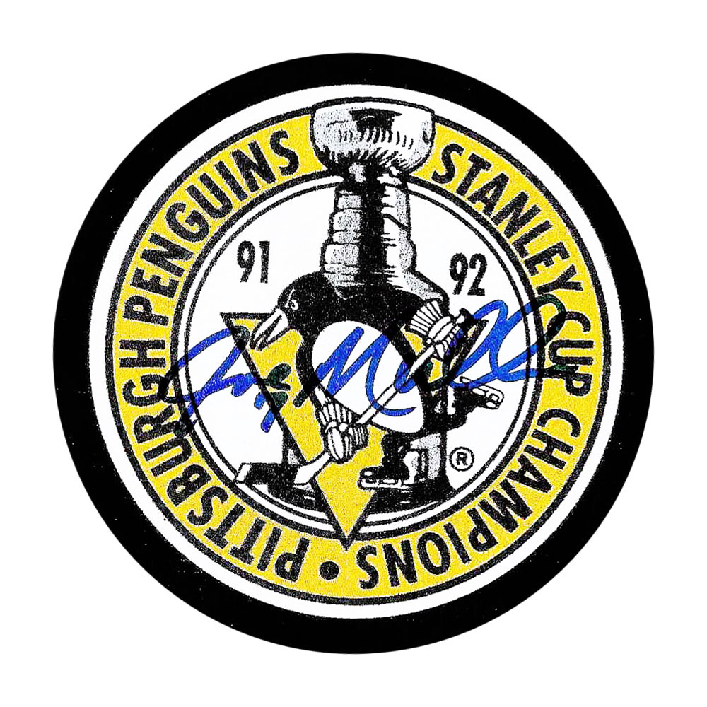 Joe Mullen Autographed Pittsburgh Penguins 1992 Stanley Cup Champions Puck