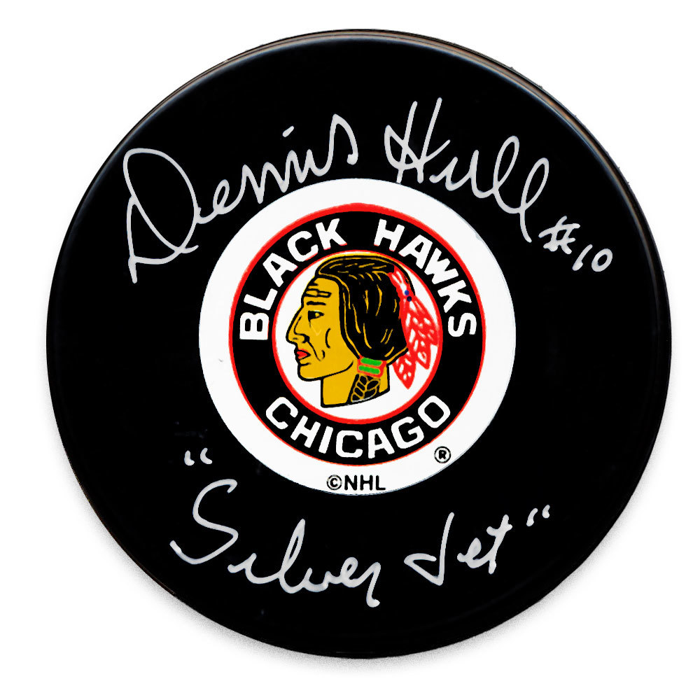 Dennis Hull Chicago Blackhawks Silver Jet Autographed Puck