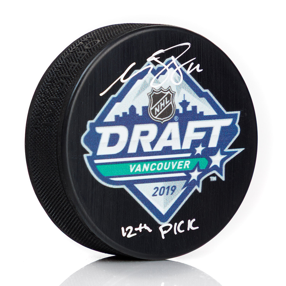Matt Boldy Signed 2019 NHL Entry Draft Puck with 12th Pick Note