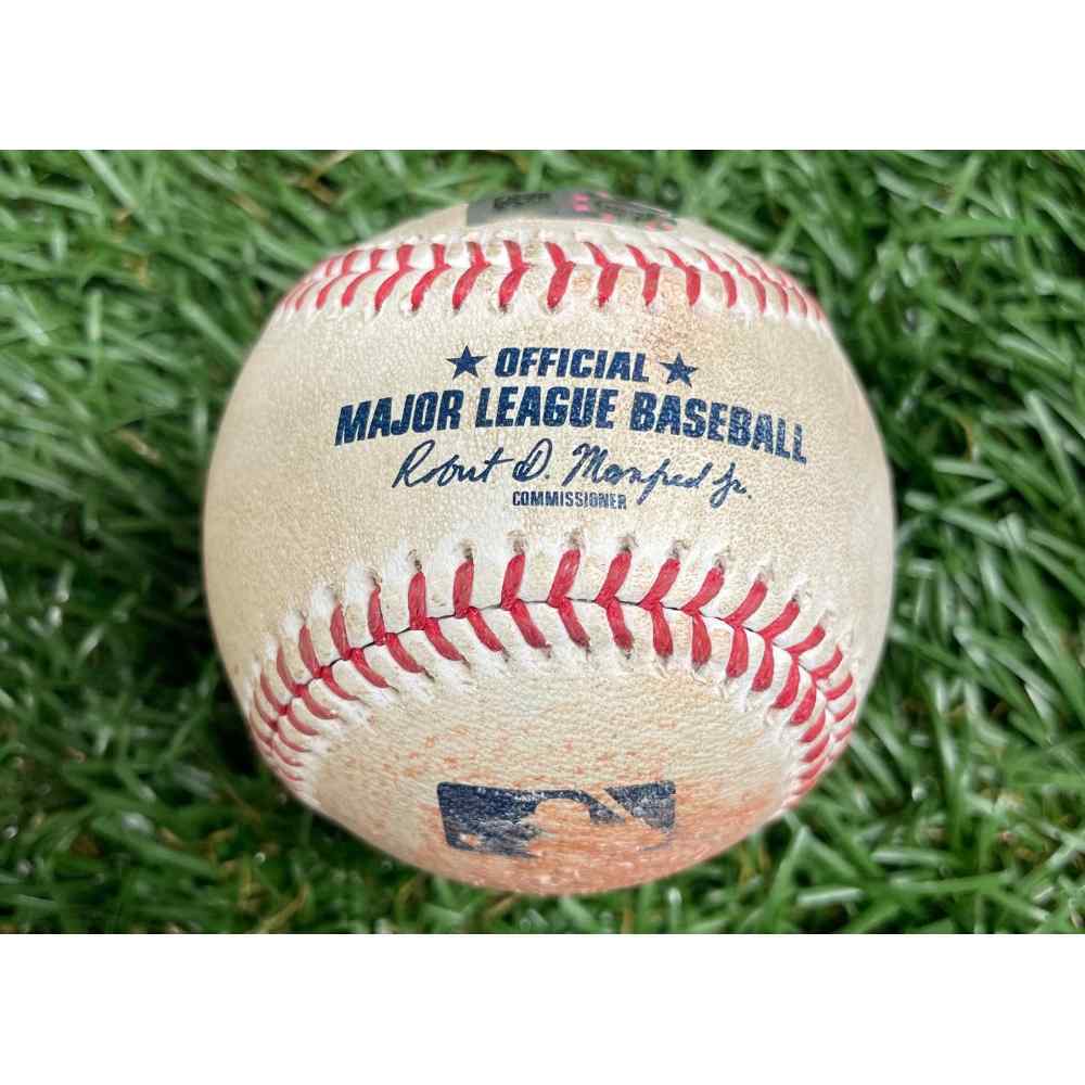 Game Used Baseball Mike Trout reaches on error off Jalen Beeks Jared