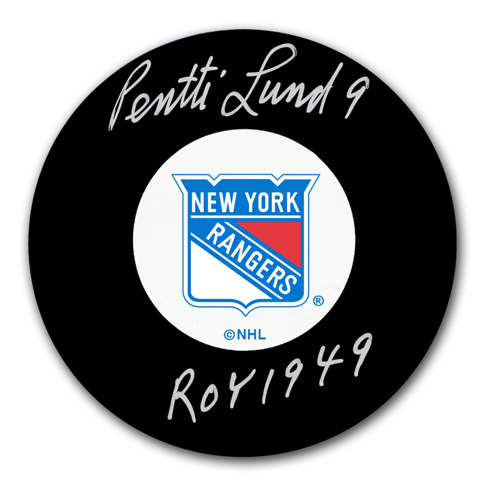 Pentti Lund New York Rangers 1949 ROY Autographed Puck