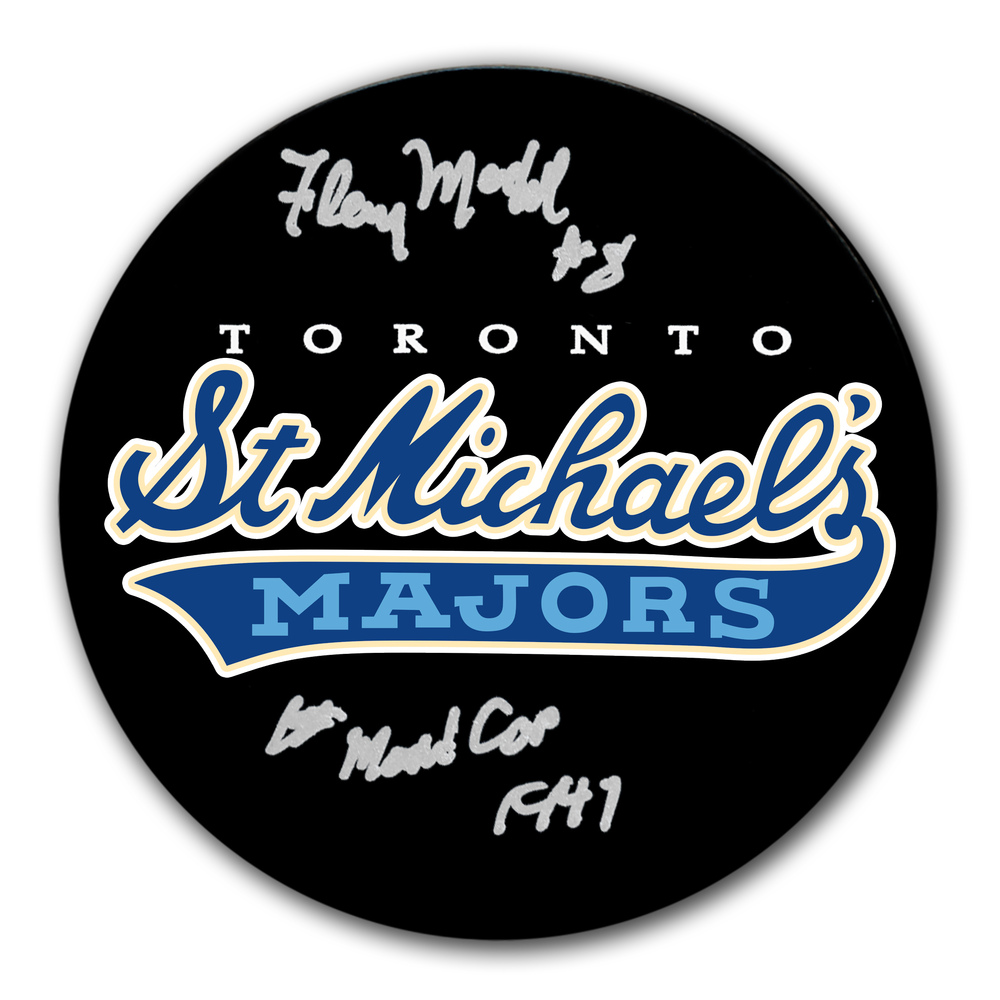 Fleming Mackell Toronto St. Michaels Majors 1947 Memorial Cup Autographed Puck