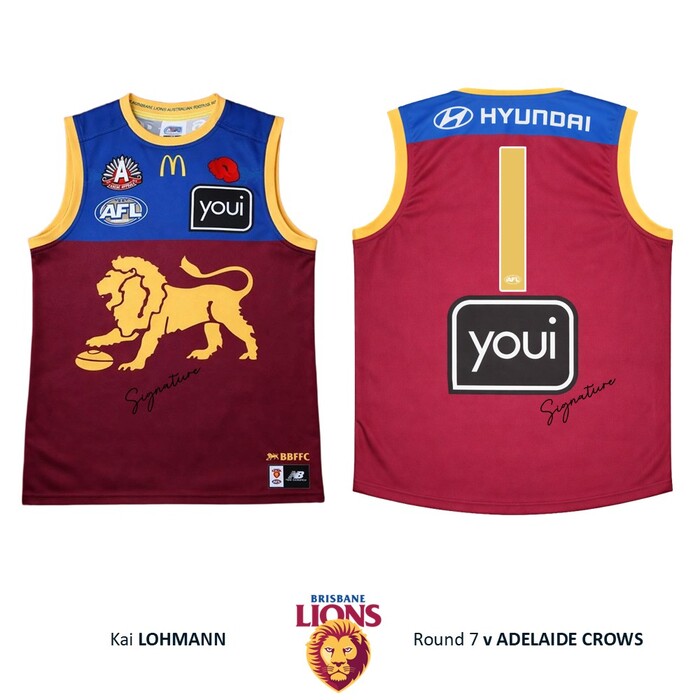 Kai Lohmann #1 Brisbane Lions 2026 Anzac Round Match-Worn Guernsey