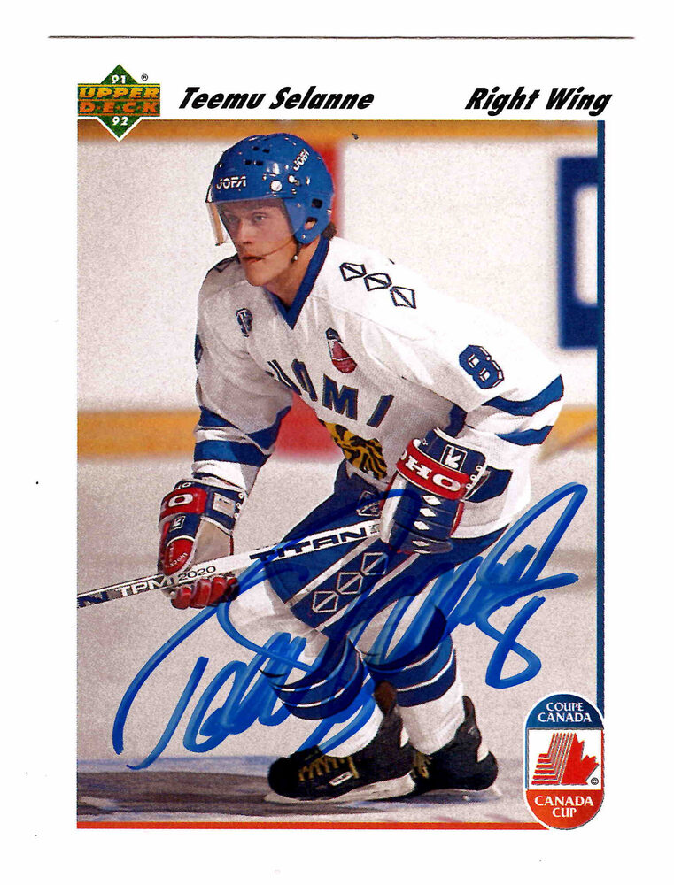 1991-92 UD Upper Deck #21 Teemu Selanne Autographed Rookie Card 