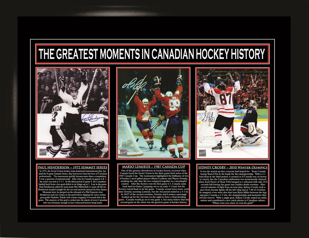 Sidney Crosby, Paul Henderson, Mario Lemieux - Multi-Signed & Framed Team Canada Collage