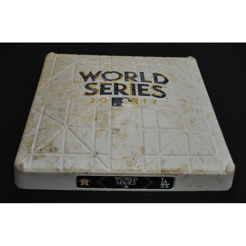 Game-Used Base - 2017 World Series Game 6 - Houston Astros vs. Los Angeles Dodgers - 1st Base Innings 5-6