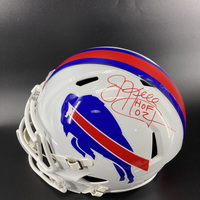 HOF - Bills Jim Kelly Signed Replica Speed Helmet with "HOF 02"...