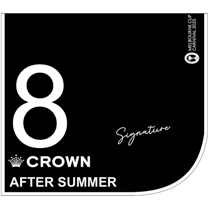 Photo of #8 After Summer - Billy Egan Signed Crown Oaks Day Saddlecloth