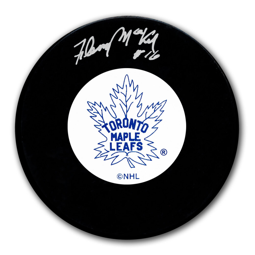 Fleming Mackell Toronto Maple Leafs Original 6 Autographed Puck