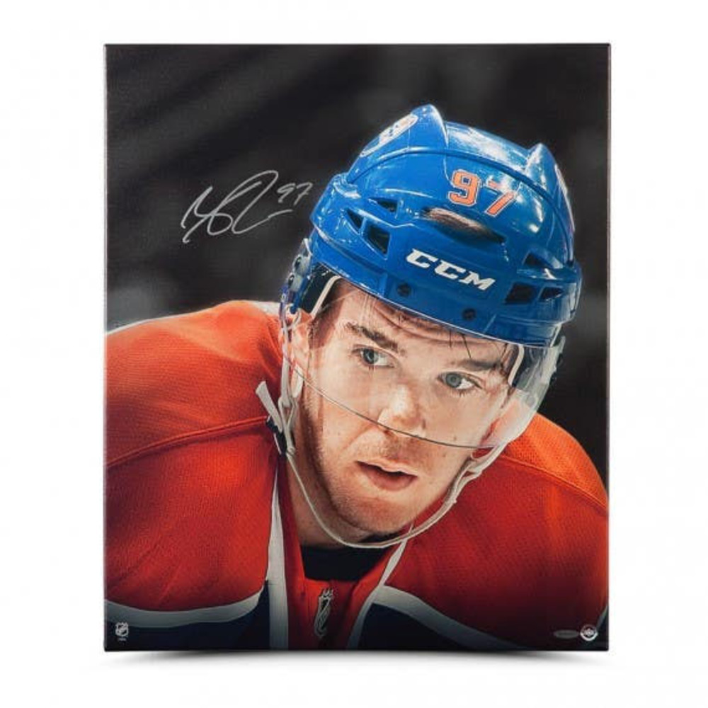 Connor McDavid Autographed Edmonton Oilers Up Close and Personal 20X24 Canvas - UDA