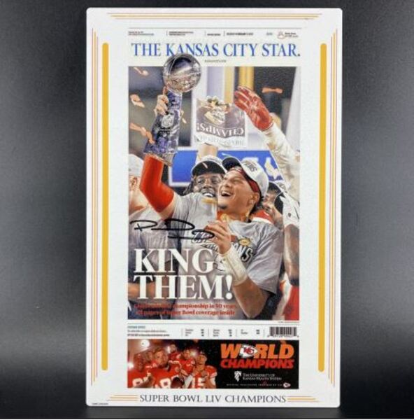 Legends - Chiefs Patrick Mahomes Signed Super Bowl LIV Celebration 3D Me...