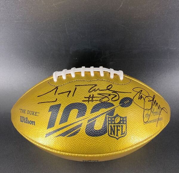 NFL - 49ers Gold Football Signed By Jerry Rice and Steve Young