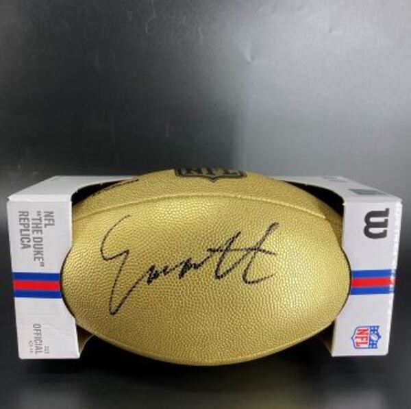 NFL - Chiefs Emmett Johnson Signed Gold Composite Football